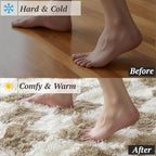 6x9 Area Rugs for Living Room Bedroom, Soft Fluffy Shaggy Bedside Rug, Indoor Floor Carpet for Kids Playroom, Dorms, Nursery Rooms, Home Decor (Camel & White 6'x9')