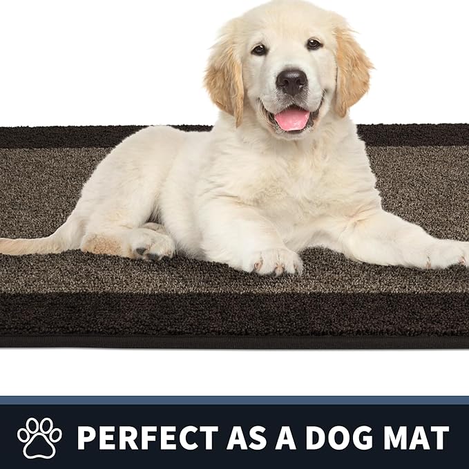 PURRUGS Dirt Trapping Door Mat 20" x 32", Non-Slip/Skid Machine Washable Entryway Rug, Shoes Scraper, Throw Rug, Super Absorbent Area Rug for Muddy Wet Shoes and Paws, Grayish Brown & Coffee