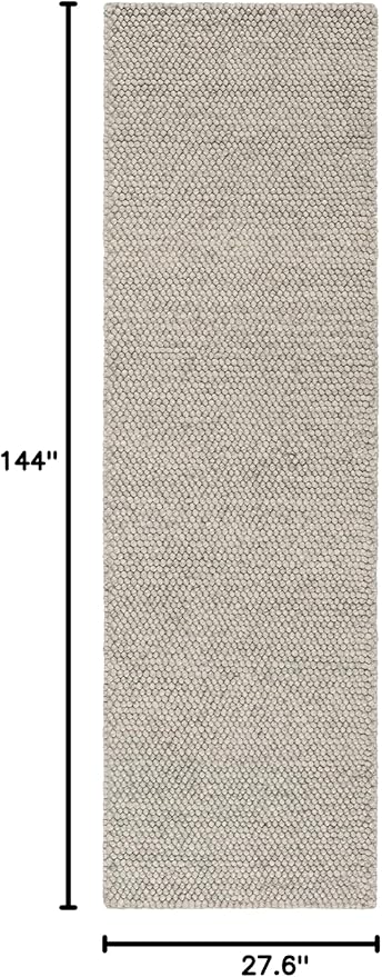SAFAVIEH Natura Collection Runner Rug - 2'3" x 12', Silver, Handmade Wool Blend, Textured Design, Ideal for Hallway, Bedroom, Foyer (NAT620C)
