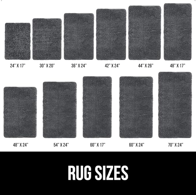 GORILLA GRIP Bath Rug Mat 36x24, Soft Absorbent Chenille, Quick Dry Microfiber Mats, Rubber Backing Washable Shower Floor Rugs, Bathmat Runner, US Designed Bathroom Home Decor Accessories Charcoal