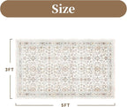 MontVoo-Vintage Area Rug 3x5 Beige Rugs for Living Room-Soft Distressed Printed Rugs for Bedroom-Non Slip Carpet-Machine Washable Rug for Dining Room Living Room Bedside Office