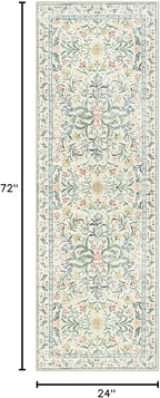 Lahome Washable Runner Rug 2x6, Boho Kitchen Runner Rugs 24 x 72 Non Slip,Vintage Indoor Throw Carpet for Bedside Hallway Entry Bedroom Laundry, Beige/Multi