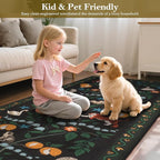 Collive Kitchen Runner Rugs Non Slip, 2.6x8ft Jungle Animal Washable Carpet Runners for Hallway Bathroom, Soft Bedroom Rug Black Ultra Thin Indoor Mats for Entryway, Laundry Room, Bedside