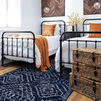 Wonnitar Moroccan Washable Rug 3x5, Blue Non-Slip Entryway Area Rug, Soft Farmhouse Bedroom Throw Mat, Geometric Low Pile Scandinavian Accent Carpet for Entry Kitchen Basement (Blue,3'x5')