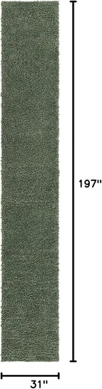 Unique Loom Davos Shag Collection Area Rug - Solid (2' 7" x 16' 5" Runner, Sage)