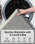 Upgraded Waffle Bath Mat, Super Absorbent Non Slip Bath Mats for Bathroom Floor, Machine Washable Bathroom Rugs with Tassels, Rubber Backed Bathroom Mats, Ultra Soft, 17" x 24",DarkGrey & Cream