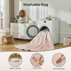 WITSHOCK Pink Rugs 6x9 for Bedroom Girls,Floral Modern Distress Print Pattern Carpet for Living Room Dining Room,Stain Resistant Anti Slip Backing Rugs for Kids Room Nursery Playroom,Light Pink
