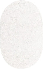 Unique Loom Davos Shag Collection Area Rug - Solid (5' 3" x 8' Oval, White/ Ivory)
