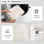 RUGSREAL Area Rug 5x7 Machine Washable Area Rug for Living Room Non-Slip Stain Resistant Modern Abstract Bedroom Rug Contemporary Solid Throw Rug Foldable Accent Floor Carpet for Dining Room, Beige