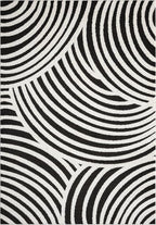 Abani Nomad Cream & Black Area Rug 2' x 3' for Living Room, Bedroom - Black Linear Curves Design - Durable & Easy to Clean