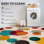 Mid Century Modern Rugs for Home Decor, 5x7 ft, Boho Geometric Circle Area Rugs for Living Room, Soft Non Slip Washable Abstract Geometry Carpet Bedroom Decorations Dt-Ghf-19