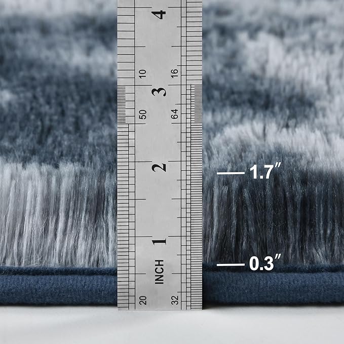 Shag Area Rug, 4 X 6 Tie-Dyed Plush Fuzzy Rugs for Living Room, Ultra Soft Fluffy Furry Rug for Bedroom, Indoor Carpet Nursery Rugs for Kids Room Home Decor, Blue and Grey