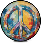 Non-Slip Round Rug, Washable Indoor/Outdoor Carpet with Boho-Style Peace Sign Painting Perfect for Bedroom, Living Room, Entryway and Dining Room Under Table.