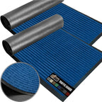 GORILLA GRIP Waterproof Traffic Guard Door Mat, 2 Pack Heavy Duty Entryway Mats, Strong Rubber Back Commercial Utility Rugs for Office Hallway, Garage Floor and Home, Low Profile Carpet, 29x17, Blue