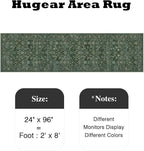HUGEAR 2x8 Runner Rug Machine Washable Dark Green Hallway Area Rug Indoor Floral Low Pile Carpet Soft Throw Rugs Bedroom Living Room Office Dining Kitchen Laundry Non Slip
