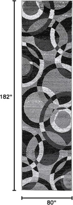 Rugshop Contemporary Abstract Circles Perfect for high Traffic Areas of Your Living Room,Bedroom,Home Office,Kitchen Runner Rug 2'7" x 6' Gray
