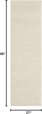 SAFAVIEH Natura Collection Runner Rug - 2'3" x 8', Ivory, Handmade Wool Blend, Textured Design, Ideal for Hallway, Bedroom, Foyer (NAT620A)