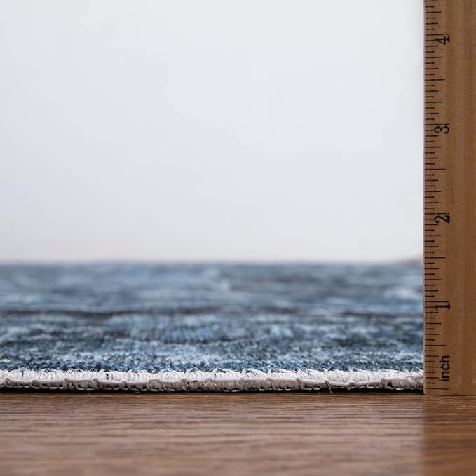 Bloom Rugs Washable Non-Slip 2x3 Rug - Blue/Charcoal Traditional Oriental Area Rug for Living Room, Bedroom, Dining Room, and Kitchen - Exact Size: 2' x 3'