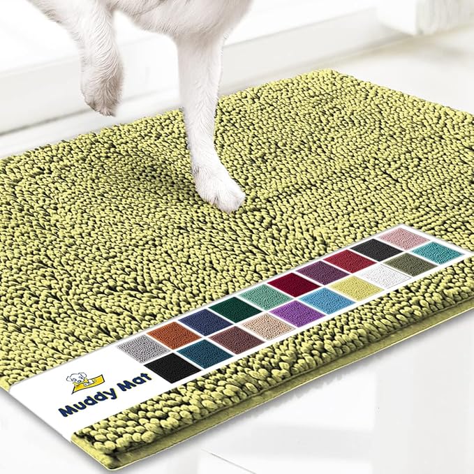 Muddy Mat® | Super Absorbent Door Mat Indoor, Microfiber Quick Dry Chenille Entryway Rug, Non-Slip Front Door Mat, Indoor Mats for Entryway, Machine Washable Pet Rug, Yellow 18"x28"