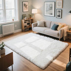 Fluffy Rug Shaggy Area Rug, White 3x5 Area Rugs for Bedroom, Small Bedside Rug, Soft Fluffy Shaggy Entryway Throw Rugs for Living Room Bedroom Kids Room Home Decor
