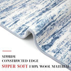 Modern Abstract Entryway Rug Indoor 2x3 Washable Rug Non-Slip Soft Small Area Rug Blue White Kitchen Mats Thin Print Faux Wool Floor Carpet Throw Rugs for Entrance Bedroom Office Home Decor