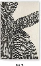 YIHOUSE 6×9 Ft Washable Rug, Black and White Abstract Rug for Bedroom, Living Room, Dining Room, Office, Playroom, Nursery, Nonslip Thin Modern Large Rugs Soft Abstract Contemporary Striped Rugs