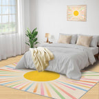 Boho Sun Area Rugs 3x5ft, Minimalist Sunburst Boys Rugs for Bedroom, Abstraction Deco Kids Room Rug Soft Fuzzy Washable for Living Room Game Room Coffee Table