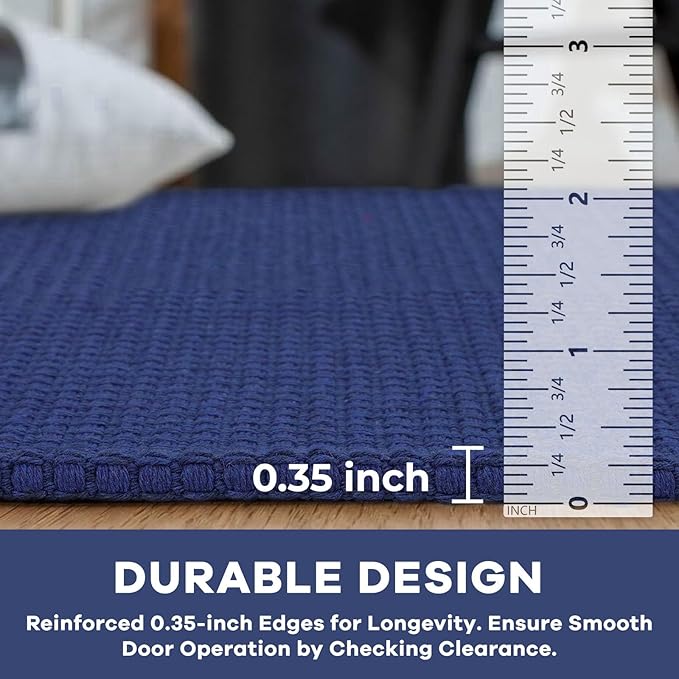 KOZYFLY Runners for Hallways 2x8 ft Washable Kitchen Runner Non Slip Rubber Backed Hall Runners Cotton Entryway Runner Rugs Floor Carpet for Indoor Backdoor Bedroom Kitchen, Royal Blue/Navy
