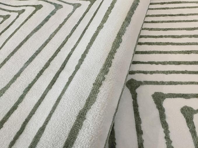 GLN Rugs Contemporary Collection - Machine Washable Area Rug, Contemporary Washable, Non Slip, Low Pile Chenille Rug, Living Room, Bedroom, Kitchen Rug (5' x 7' Green Beige)