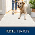 OLANLY Dog Door Mat for Muddy Paws 70x24, Absorbs Moisture and Dirt, Absorbent Non-Slip Washable Doormat, Quick Dry Chenille Mud Mat for Dogs, Entry Indoor Entryway Carpet for Inside Floor, Ivory