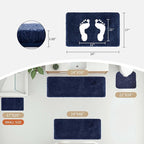 Navy Bathroom Rug 20x32 Non Slip Fluffy Bath Mat for Bathroom Floor Washable Plush Luxury Bath Rug for Tub Soft Shaggy Absorbent Shower Sink Mat