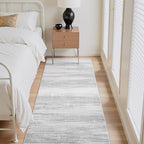 PADOOR Modern Abstract Runner Rug - 2x10 Washable Hallway Rugs, Ultra Soft Non-Slip Low Pile Floor Rugs for Hallway Entryway Kitchen Bedroom Bedside Laundry Room Grey