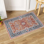 Dripex Vintage Collection Washable Area Rug - 2x3 Door Mat Small Entryway Rug Distressed Non-Slip Low-Pile Floor Carpet for Indoor Front Entrance Kitchen Bathroom Living Room Bedroom