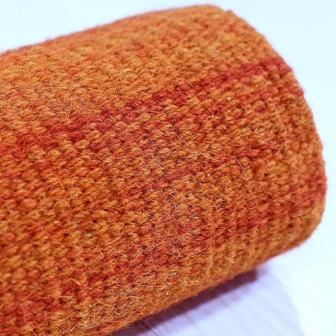Rugsotic Carpets Hand Woven Flat Weave Kilim Wool 4'x6' Area Rug Solid Dark Orange D00111