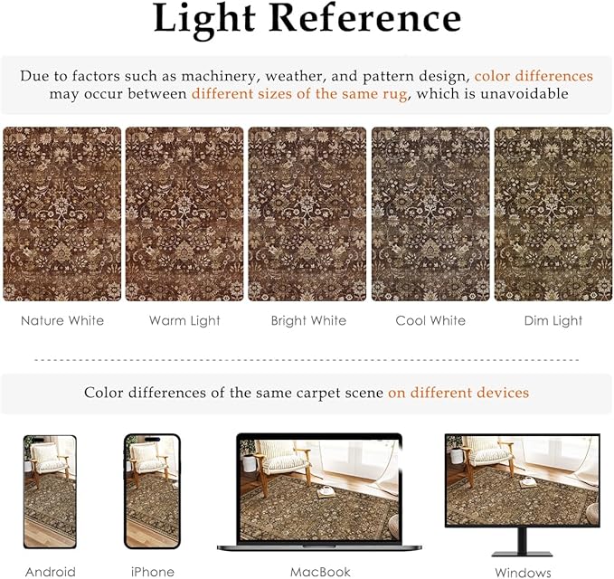 HUGEAR 2x10 Runner Rug Machine Washable Brown Hallway Area Rug Indoor Accent Rug Floral Low Pile Carpet Soft Throw Rug Bedroom Living Room Office Dining Room Kitchen Laundry Room Non Slip