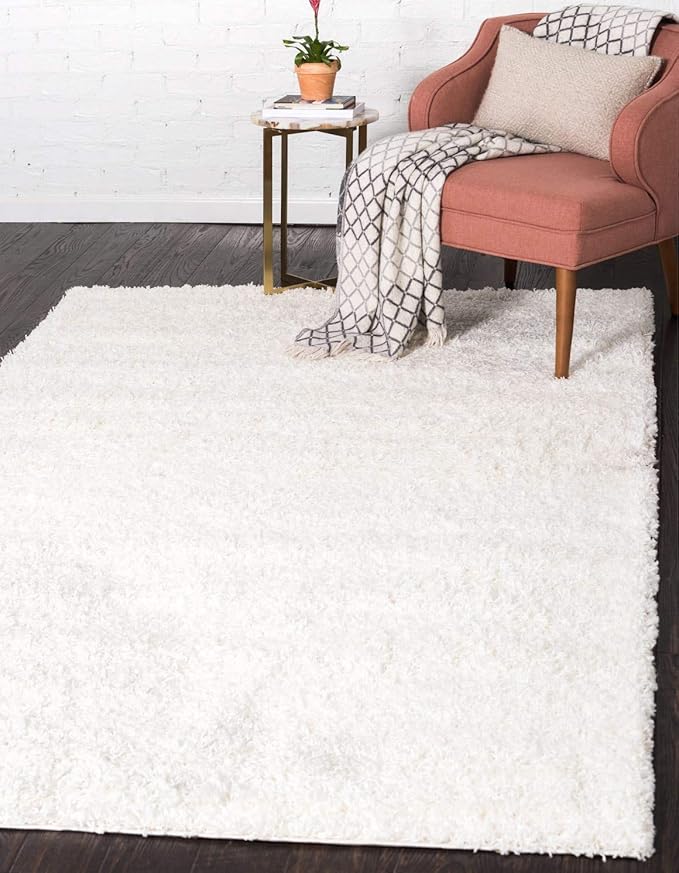 Unique Loom Solid Shag Collection Area Rug (2' 2" x 3' 1" Rectangle Snow White)