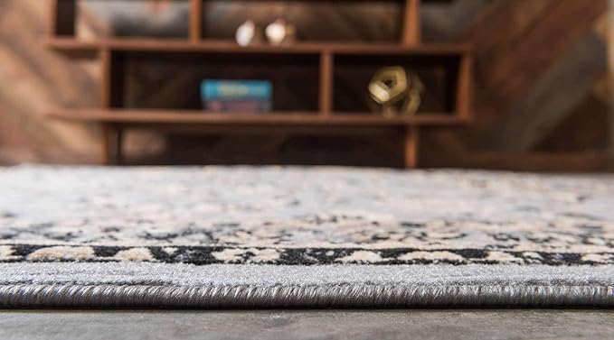 Unique Loom Sialk Hill Collection Area Rug - Washington (2' 11" x 16' 5" Runner Gray/Black)