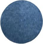 Hand Knotted Loom Wool ECO-Friendly Area Rugs - 6'x6', Round, Blue Color, Solid Plain Design, High Pile Thick Handmade Anti Skid Area Rugs for Living Room, Bed Room (L00111)