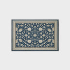 EVERGRACE Area Rugs for Entryway 2x3, Boho Floral Faux Wool Indoor Outdoor Small Rugs, Washable Rugs for Bedroom Bathroom Laundry Doormat, Low Pile Floor Mat Carpet for Home Decor, Navy Blue
