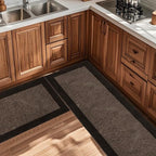 Machine Washable (24" x 36"+ 24" x 60"') Kitchen Rugs Set of 2, Non Slip Kitchen Mats for Floor, Absorbent Entrance Runner Rugs for Bedroom, Hallway, Bathroom, Door (Roll Packing)