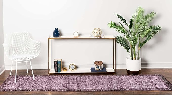 Rugs.com Angelica Collection Rug – 10 Ft Runner Violet Medium Rug Perfect for Hallways, Entryways