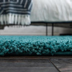 Unique Loom Solid Shag Collection Area Rug (8' x 10' Oval, Deep Aqua Blue)