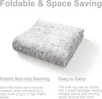 LIVEBOX Washable Runner Rug 2.5x8 - Long Grey Kitchen Rug, Low-Pile Floral Oriental Anti-Skid Carpet Runners for Hallway Bedroom Entryway, Silverygray