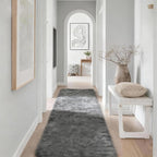 2x6 Solid Fluffy Grey Area Rug – Washable, Durable, Small Bedroom Runner Rug, Non-Slip Shag Rugs for Hallway, Living Room, Bedroom, Bedside, Dorms, Kids Room, Nursery Rooms, Soft Indoor Carpet