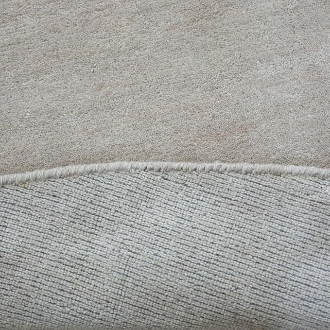 Hand Knotted Loom Wool ECO-Friendly Area Rugs - 8'x8', Round, Beige Color, Solid Plain Design, High Pile Thick Handmade Anti Skid Area Rugs for Living Room, Bed Room (L00111)