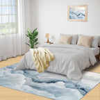 Modern Simple Art Rugs for Bedroom - 3x4 Area Rug - 3D Cloud Marble Rugs for Living Room, Abstract Mist Marble Rug, Washable Home Decor Carpet