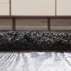 Unique Loom Solid Shag Collection Area Rug (4' 1" Round, Jet Black)
