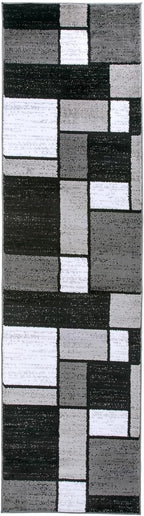 Rugshop Contemporary Modern Boxes for Hallway,Living Room,Bedroom,Kitchen Non Shedding Carpet Runner Rug 2'7" x 12' Gray