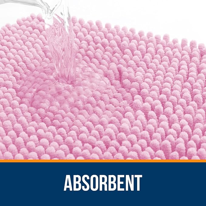 OLANLY Bathroom Rugs 30x20, Extra Soft Absorbent Chenille Bath Rugs, Rubber Backing Quick Dry, Machine Washable Bath Mats for Bathroom Floor, Tub and Shower, Home Decor Accessories, Pink