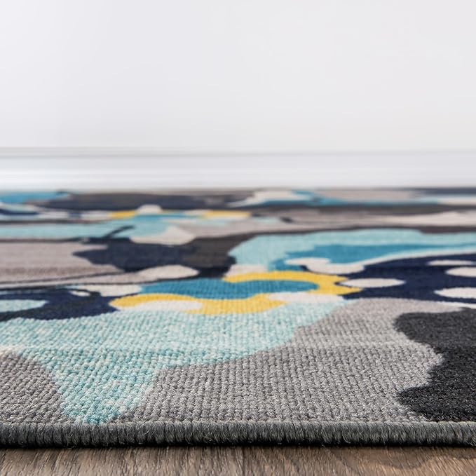 Rugshop Gray Large Floral Non-Slip Runner Rug Fade Resistant for Hallway, Entryway and Kitchen, 2'7" x 10'